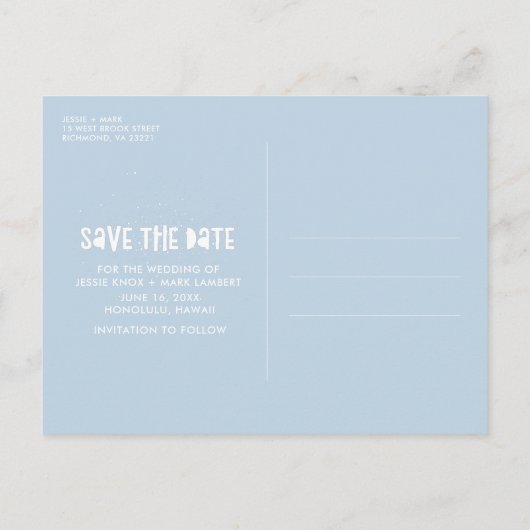Carte Postale Faire-part Hawaii Beach Wedding Save the Dates (Dos)