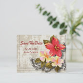 Carte Postale Faire-part hawaii hibiscus tropical mariage save the date (Debout devant)