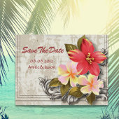 Carte Postale Faire-part hawaii hibiscus tropical mariage save the date