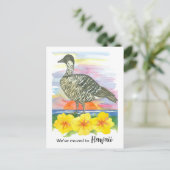 Carte Postale Faire-part Hawaii Nene Goose Hibiscus (Debout devant)