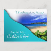 Carte Postale Faire-part Hawaii Sauvegarder la date (océan aqua) (Devant)