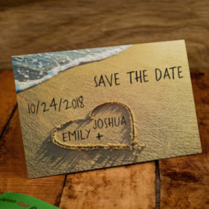 Carte Postale Faire-part Heart in the Sand Beach Shore