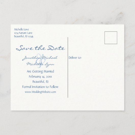 Carte Postale Faire-part Heart Moon Winter Beach Enregistrer la date Mariag (Dos)