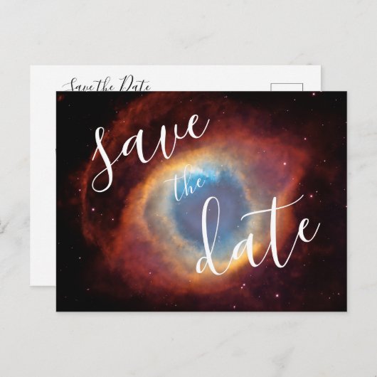 Carte Postale Faire-part Helix Nebula Photo Elegant Enregistrer la date (Devant / Derrière)