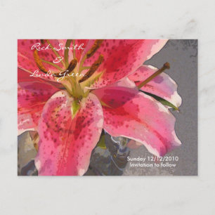 Carte Postale Faire-part Hémérocalle rose et blanc - Sauvegarder la date