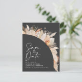 Carte Postale Faire-part Herbe de pampas botanique noire élégante moderne (Debout devant)