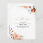 Carte Postale Faire-part Herbe des Pampas Fleur Terracotta Économisez la Da (Devant / Derrière)