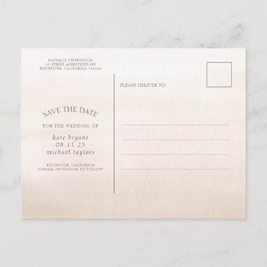 Carte Postale Faire-part Herbe des Pampas Fleur Tropicale Photo Enregistrem (Dos)