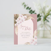 Carte Postale Faire-part Herbe des Pampas Moderne Fleur Tropical Rose Pouss (Debout devant)