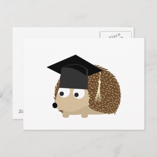 Carte Postale Faire-part Hérisson de diplôme (Devant / Derrière)