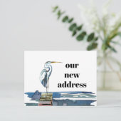 Carte Postale Faire-part Héron bleu Front au bord de l'eau Typographie Gras (Debout devant)