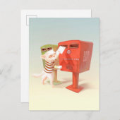 Carte Postale Faire-part Heure de publication - Chat avec boîte aux lettres (Devant / Derrière)