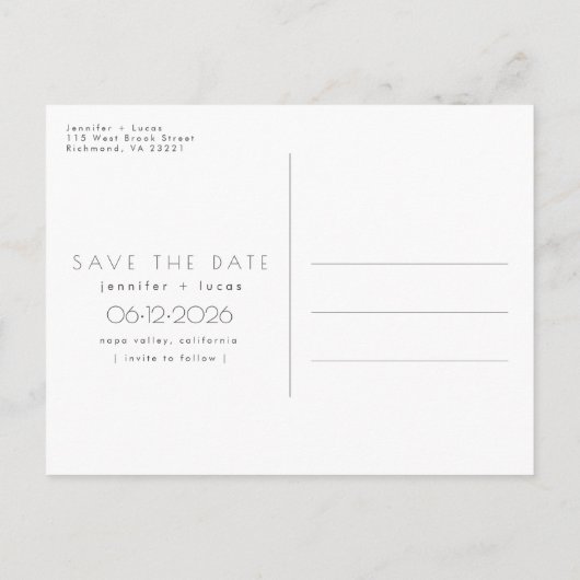 Carte Postale Faire-part Heureux pour toujours Photo Mariage Économisez la  (Dos)