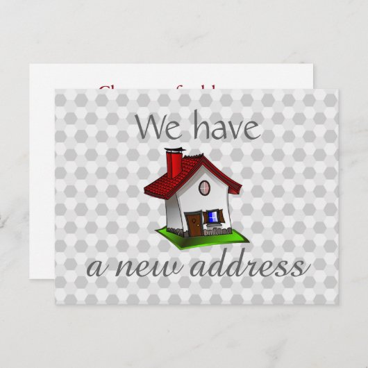 Carte Postale Faire-part Hexagona Motif Retro House Changement d'adresse (Devant / Derrière)