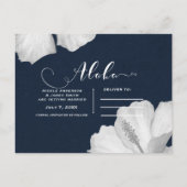 Carte Postale Faire-part Hibiscus blanc bleu tropical Enregistrer la date (Dos)