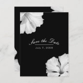 Carte Postale Faire-part Hibiscus blanc chic tropical noir Enregistrez la d (Devant / Derrière)