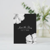 Carte Postale Faire-part Hibiscus blanc, chic tropical noir, Save the Date (Debout devant)
