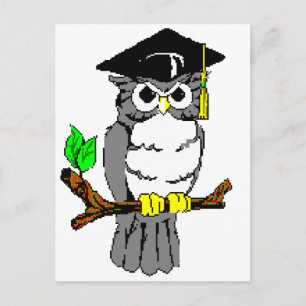 Carte Postale Faire-part Hibou d'obtention du diplôme