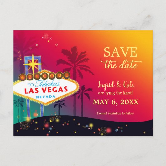 Carte Postale Faire-part Hip Twilight Las Vegas Mariage Enregistrer la date (Devant)