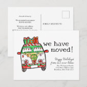 Carte Postale Faire-part Hippie Noël Van Vacances Nous avons déménagé (Devant / Derrière)