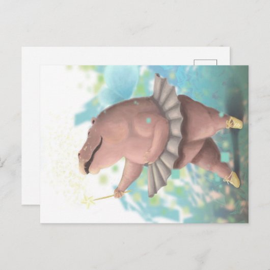 Carte Postale Faire-part Hippo dansant (Devant / Derrière)