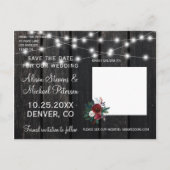 Carte Postale Faire-part Hiver grange rustique bois photo enregistrer date  (Dos)