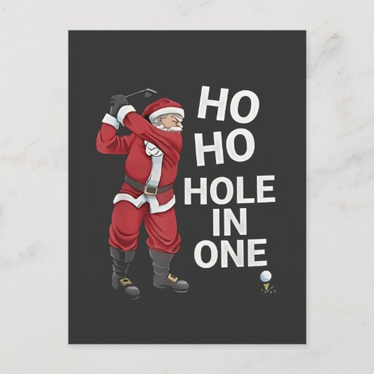Carte Postale Faire-part Ho Ho Hole en Un Drôle de Golf Noël (Devant)