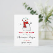 Carte Postale Faire-part Holiday Snowman | Fête de Noël Enregistrer la date (Debout devant)