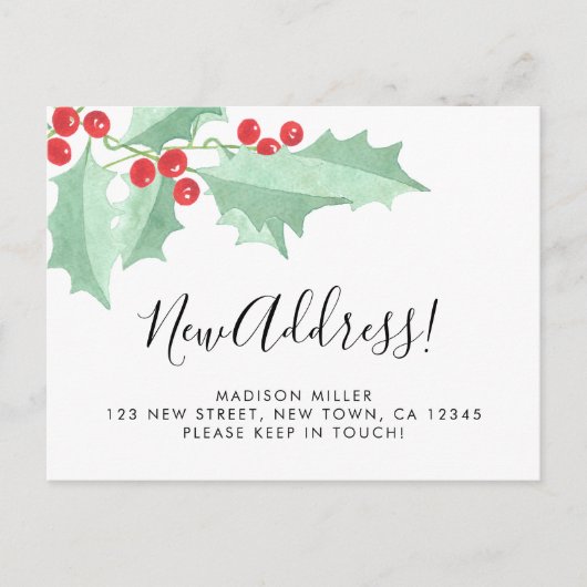 Carte Postale Faire-part Holly New Address Moving (Devant)