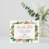 Carte Postale Faire-part Holly Red Berry| Enregistrer La Date (Debout devant)