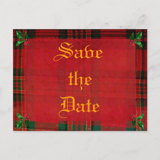 Carte Postale Faire-part Holly sur Red Plaid (Devant)