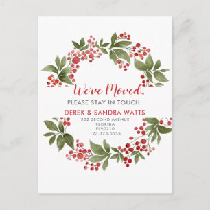 Carte Postale Faire-part Holly wreath we have moved moving announcements