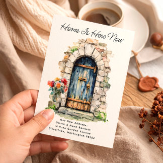 Carte Postale Faire-part Home is Here - Modern New Address Watercolor Door