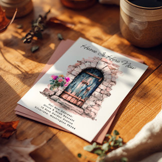 Carte Postale Faire-part Home is Here - Modern New Address Watercolor Door