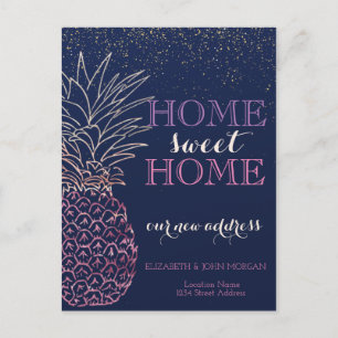 Carte Postale Faire-part Home Sweet Home, Ananas, Confetti Nouvelle adresse