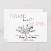 Carte Postale Faire-part Home Sweet Home, Cactus Succulent Flower (Devant / Derrière)