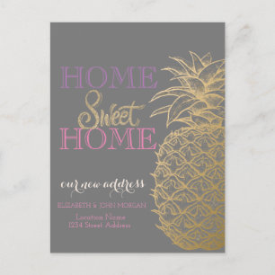 Carte Postale Faire-part Home Sweet Home, Gold Pineappy Nouvelle adresse