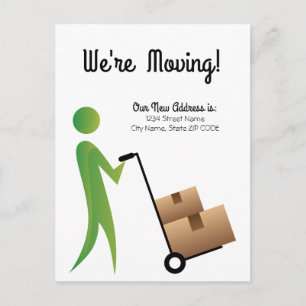 Carte Postale Faire-part Homme Stick Figure Changement d'Adresse