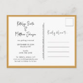 Carte Postale Faire-part Honey Gold Fun Script Mariage Photo Moderne Enregi (Dos)