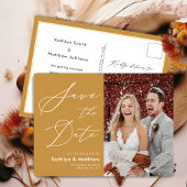 Carte Postale Faire-part Honey Gold Modern Script Mariage Enregistrer La Da