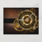 Carte Postale Faire-part Horloge Steampunk avec des engrenages anciens (Devant)