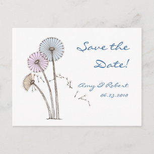 Carte Postale Faire-part Horloges Dandilion bleu rose, crème Enregistrer la