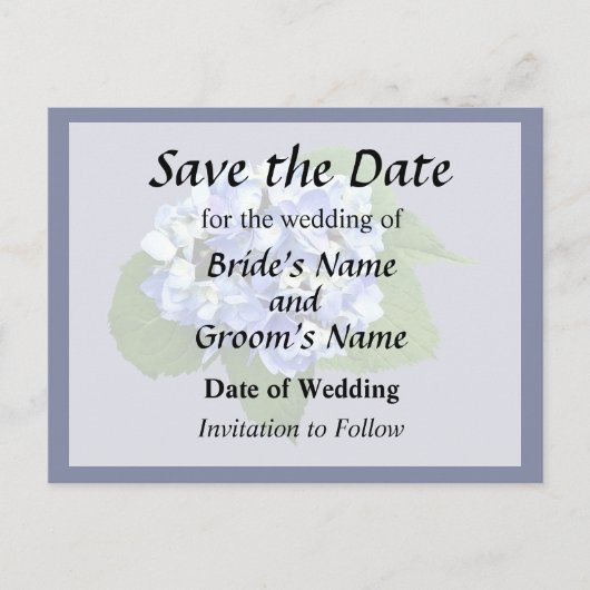 Carte Postale Faire-part Hortensia bleu et violet (Devant)