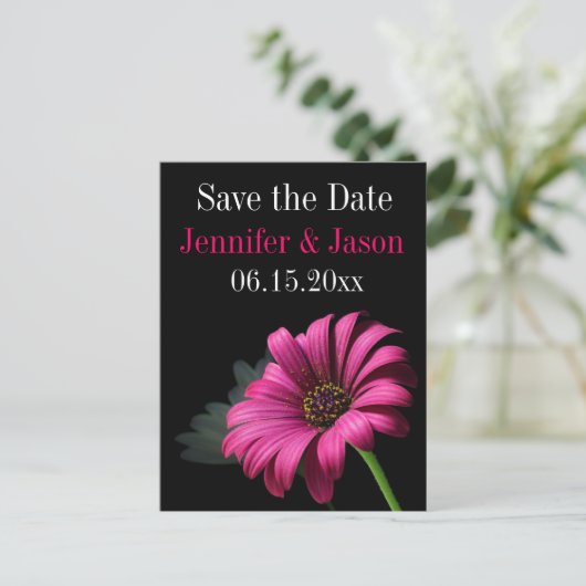 Carte Postale Faire-part Hot rose Fuchsia Gerber Daisy Enregistrer les cart (Debout devant)