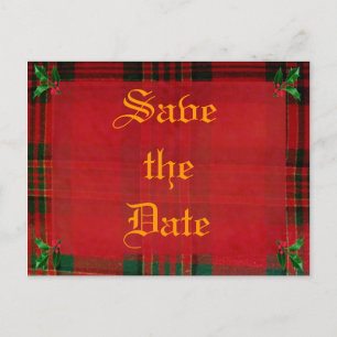 Carte Postale Faire-part Houx sur le plaid rouge