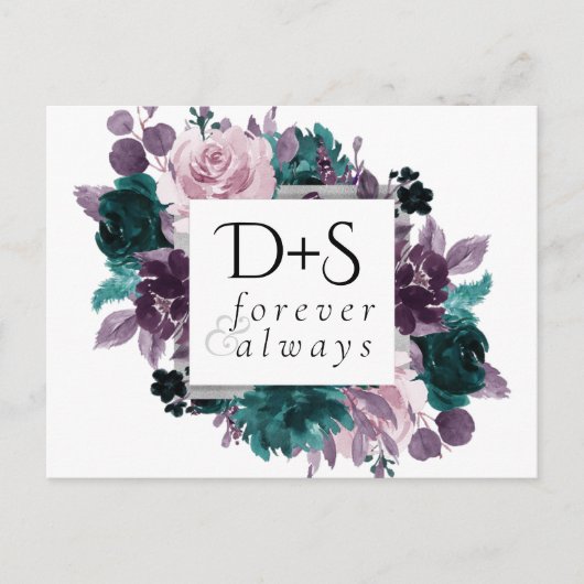 Carte Postale Faire-part Humeur Bohème | Aubergine Violet sarcelle Faire-pa (Devant)