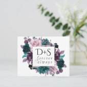 Carte Postale Faire-part Humeur Bohème | Aubergine Violet sarcelle Faire-pa (Debout devant)