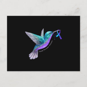 Carte Postale Faire-part Hummingbird Purple Blue Ribbon Prévention du suici