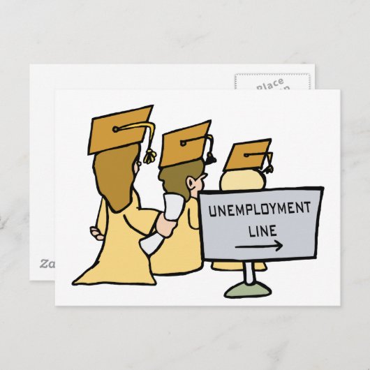 Carte Postale Faire-part Humour de chômage des diplômés (Devant / Derrière)
