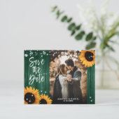 Carte Postale Faire-part Hunter Green Sunflower Photo Mariage Enregistrer l (Debout devant)